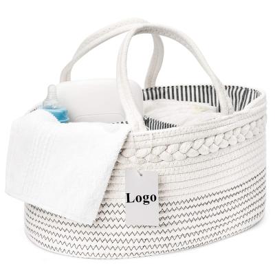 China Foldable Customized Baby Diaper Tote Bag Luxury Diaper Bags Rope Storage Basket Baby for sale