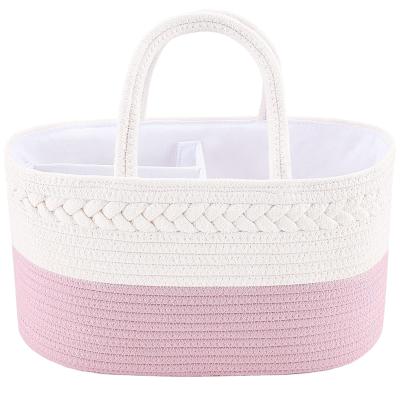 China 2021 High Quality Foldable Baby Diaper Tote Bag Rope Nursery Baby Basket Organizer for sale