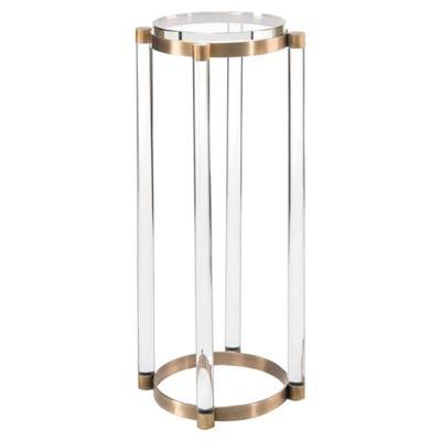 China Modern Classic Acrylic Antique Crystal Top Coffee Table Brass Pedestal Plinth for sale