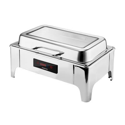 China Transparent Cover Intelligent Control Buffet Stove Stainless Steel Buffet Food Warmer Wholesale Electric Heating Smart Chafing Dishes for sale