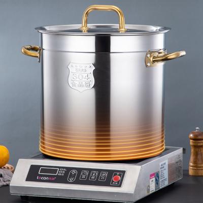 China Sustainable Induction Cooker Use 304 Stainless Steel Large Stock Pot Bucket Soup Pot With Lid Cooking Stock Pot Barrel For Restaurants for sale