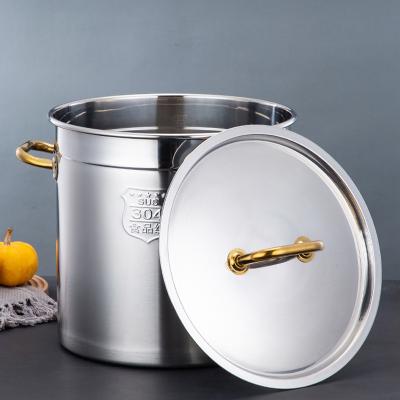 China 20CM To 50CM Diameter Stainless Steel Kitchen Equipment Round Soup Pots Metal Bucket Viable Commercial Barrel for sale