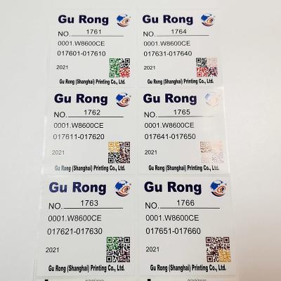 China BOPP filmt Bewegungsdaten-Etikettendruck ovalen rechteckigen Qr-Code-Aufkleber zu verkaufen