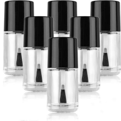 China High Quality Cosmetic Black Lid And Sweep Empty Glass Nail Polish Bottle for sale