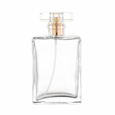 China Modern design cosmetic shaper high quality clear glass square perfume bottle for sale