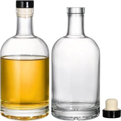 China Hot Sale 750ml Whiskey Cylinder Wine Bottle Glass Whiskey Bottle With Cork for sale