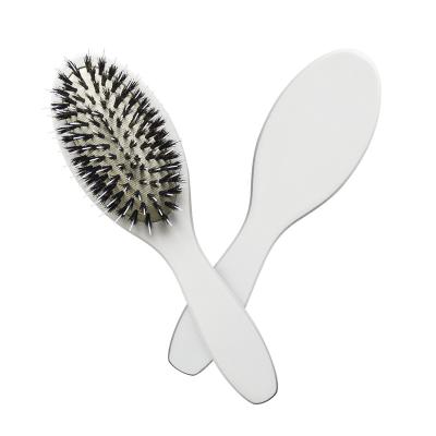 China Nondisposable Private Label Wig Brush Handle Paddle Nylon Boar Bristle Wood Hair Brush For Hair Extensions for sale