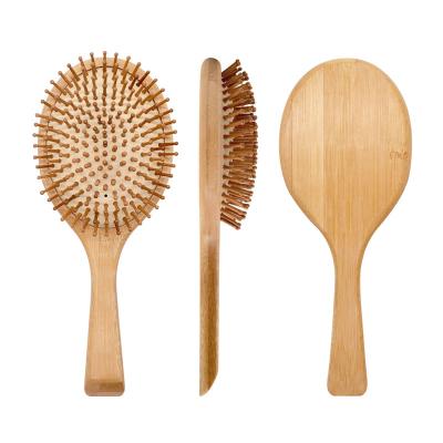 China New Design Logo Pad Detangle Paddle Brush Eco-Friendly Biodegradable Natural Natural Bamboo Hairbrush for sale