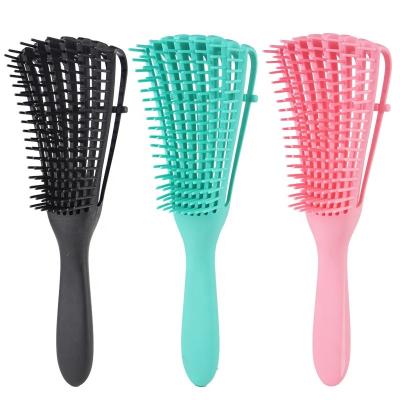 China Hot Selling Homemade Octopus 8 Rows Plastic Massage Curve Detangle Brush Custom Logo Color Detangle Brush For Hair for sale