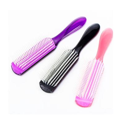 China Wholesale Custom Waterproof Plastic Logo Waterpoof Denman 9 Rows Hair Detangling Brush for sale