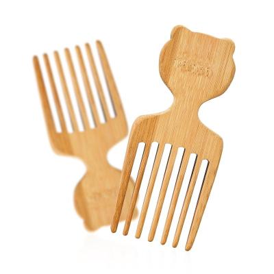 China Factory Price Logo Welcomed Natural Bamboo Afro Customized Hot-selling Home Pick Comb for sale