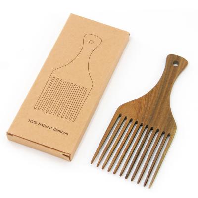 China Home Wholesale Good Quality Afro Pick Hair Wooden Comb Customized Logo Green Sandalwood Beard Comb for sale