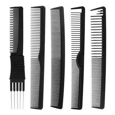 China Custom Salon Hairdressing Combs Straight Hair Black Black Logo Carbon Fiber Anti-Static Comb For Barber Hair Cutting for sale