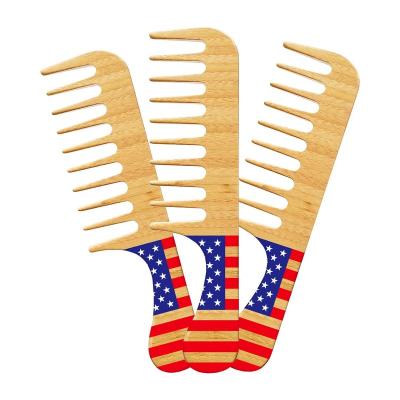 China Home Wholesale Custom Wide Tooth Hair Detangle Comb Bamboo Wooden Fine Polished Logo for sale