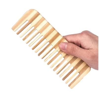 China Factory Price Foldable Custom Logo Natural Bamboo Wide Tooth Hair Detangling Comb for sale