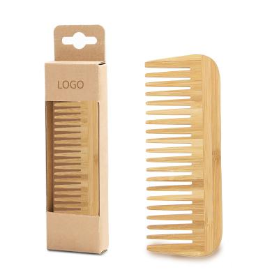 China Home Wholesale Eco-Friendly Logo Wide Tooth Bamboo Comb Custom Made Bamboo Hair Comb for sale