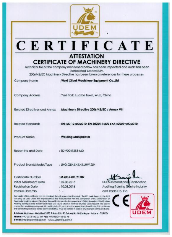 CE - Wuxi OLIVET Machinery Equipment Co.,LTD