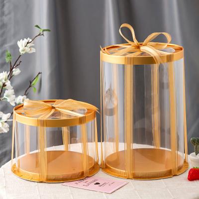 China Wholesale Recyclable Big Windows Transparent Birthday Cupcake Packaging Paper Cake Box for sale