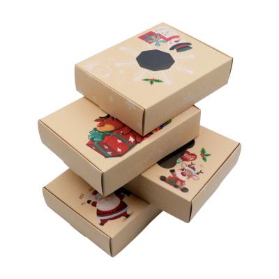 China Recycled Materials Square Box Custom Portable Kraft Paper Christmas Gift Box With Handle for sale