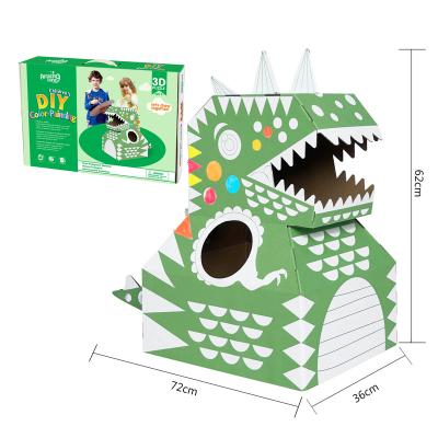 China DIY Toy Set Custom Hard Card Educational Board Learning Kids Dinosaur Paper Crafts Doodle Protective Children Educational Drawing Toy for sale