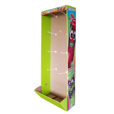 China Display Supermarket Shelf Corrugated Paper Products Display With Hooks Custom Cardboard Display Stand for sale