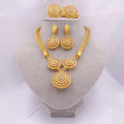 China High Quality Jewelry Set Bridal Jewelry Set 24K Gold Plated Necklace Earrings Rings Bracelet Four Sets for sale