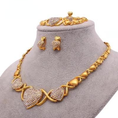 China High Quality Jewelry Set Bridal Jewelry Set 24K Gold Plated Necklace Earrings Ring Bracelet Four Jewelry Sets for sale