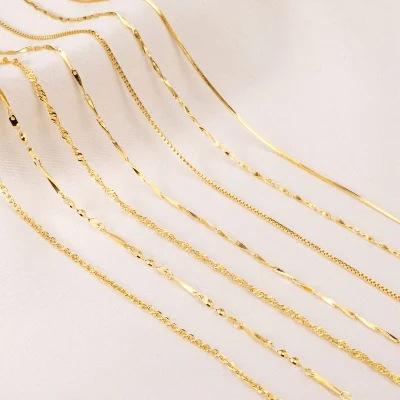 China CLASSIC No Fading18KGold Plated Women's Clavicle Chain Necklace pure color silver silver chain necklace925Sterling for sale