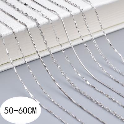 China FASHIONABLE Lengthened 925 Silver Chain Without Pendants Necklace Women's Clavicle Necklace Simple Sheer Chain for sale