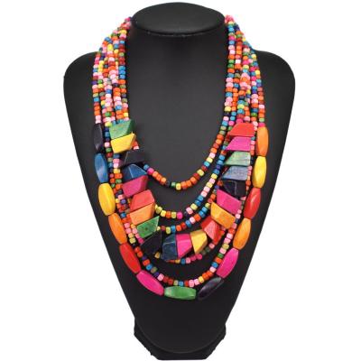 China Vintage Amazon Popular Bohemian Jewelry Multilayer Beaded Necklace Women Long European and American Fashion Exaggerated Necklace for sale