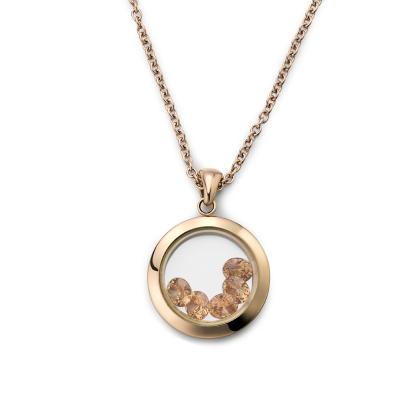 China Hot Selling Trendy Rose Gold Glass Floating Photo Memory Charm Pendant Necklace for sale