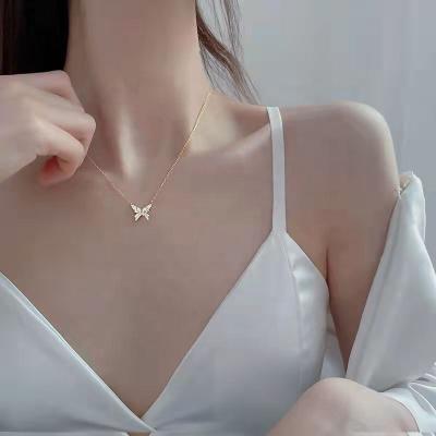 China Fashion Jewelry Gold Silver Plating Necklace 925 Sterling Silver Insect Butterfly Pendant Charms Necklace for sale