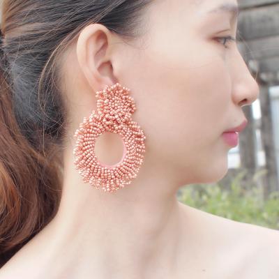 China Amazon Fashion Bohemian Women's Pearl Earrings Handwoven Popular TRENDY Pearl Earrings Women's Pearl Earrings for sale