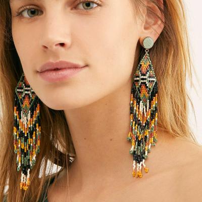 China Fashion New Style Handwoven Bohemian Ethnic Earrings Bead Tassel TRENDY Bohemian Earrings for sale