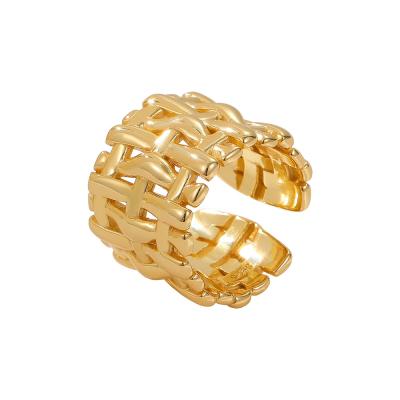 China FASHIONABLE French style ring mesh cross index wide woven female ring for sale