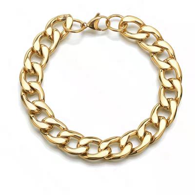 China Chain Bracelet Jewelry Miami Gold Casual/Sporty Women Cuban Pop Hip Bracelets Stainless Steel Chunky Link Chain Bracelets for sale