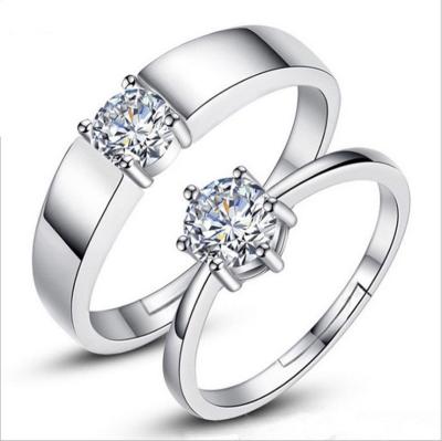 China Fashion Romantic Simulation Diamond Ring Female Silver Open Adjustable Wedding Rings for sale