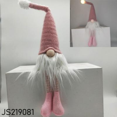 China Christmas Decoration 2021 Leg Gnome LED Handmade Nonwoven Hanging Gnome Santa Ornament for sale