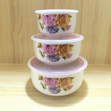 China Safe Cool Ceramic Porcelain Tableware Microwave Storage Bowl 3 Sets Eco - Friendly for sale