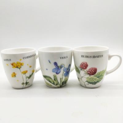 China Eco-Friendly Custom Mugs Large Milk Mugs Modern Flower Pattern Mug Porcelain Double Side Mugs for sale