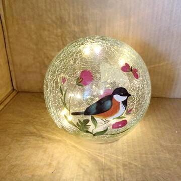 China Europe 2021 hot sales crackle bird pattern hand lamp glass ball white glass light for sale