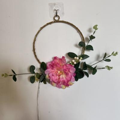 China Eco-friendly Wall Decor Ring Iron Circle Garland Flower Decor Metal Artificial Flower Wall Hanging Rings for sale