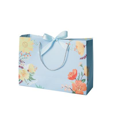 China Supplier Recyclable Custom Handle Eco Friendly Paper Bags With Ribbon Bow Tie For Wedding Gift Packaging for sale