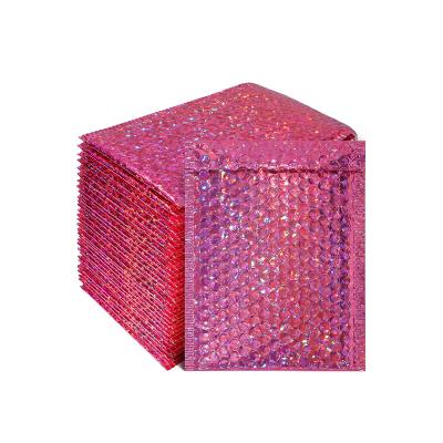 China shoes & apparel supplier mailer factory custom pink radium film bubble mailer wrap directly for express for sale