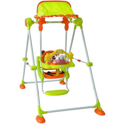 China OUTDOOR PLAY BABYLAND SUPPORT KIDS SWING WITH COW DESING BABY IRON SWING WITH CANOPY for sale