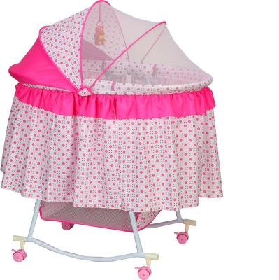 China BABYLAND BABYLAND BABY COT SWING BABY CRADLE IRON MODERN ROCKING BABY BEDS WITH WHEELS PORTABLE COTTAGE for sale