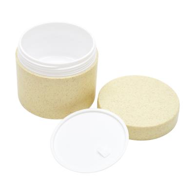 China Recyclable Eco-Friendly Wheat Straw Cosmetic Jar Double Wall Round Plastic Face Cream Container With Lid for sale