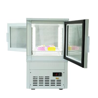 China Single-temperature Kenkuhl Pastry Four Sided Display Glass Double Door Upright Dairy Showcase Refrigerator for sale