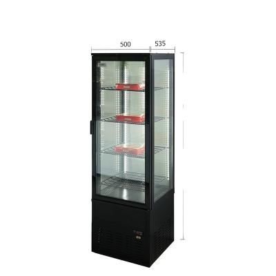 China Dual-temperature commercial Kenkuhl beverage chilled cake display hot food cabinet with four sided glass cooler for sale