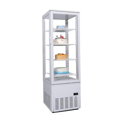 China Four Sided Glass Display Refrigerator Kenkuhl 240L Four Sided Upright Display Bar Cooler For Cake Pizza for sale